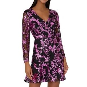 Milly - New!  Tove‎ Sequin Paisley Long Sleeve Minidress
